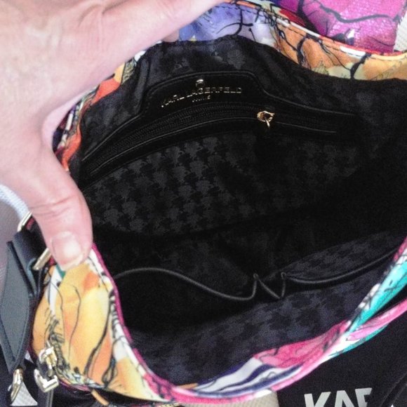 Karl Lagerfeld Double Bundle w/Cara Nylon Floral Print Messenger and Wallet NWT - Picture 7 of 14